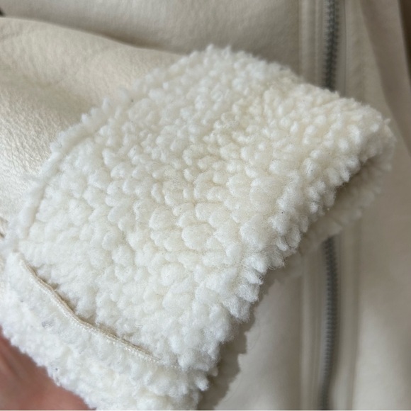 Zara Double-Faced Jacket Oversized White Faux Suede Blogger Fave Moto Biker M - Picture 12 of 16